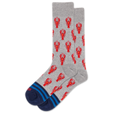 Gray socks with red lobster pattern on a white background thumbnail