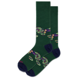 Olive HOTSOX Men's Nympheas Crew Socks