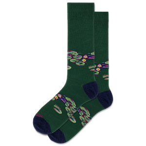 Olive HOTSOX Men's Nympheas Crew Socks