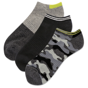Charcoal HOTSOX Men's Camouflage Low Cut 3 Pack Socks