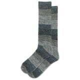 Pair of striped socks on a white background