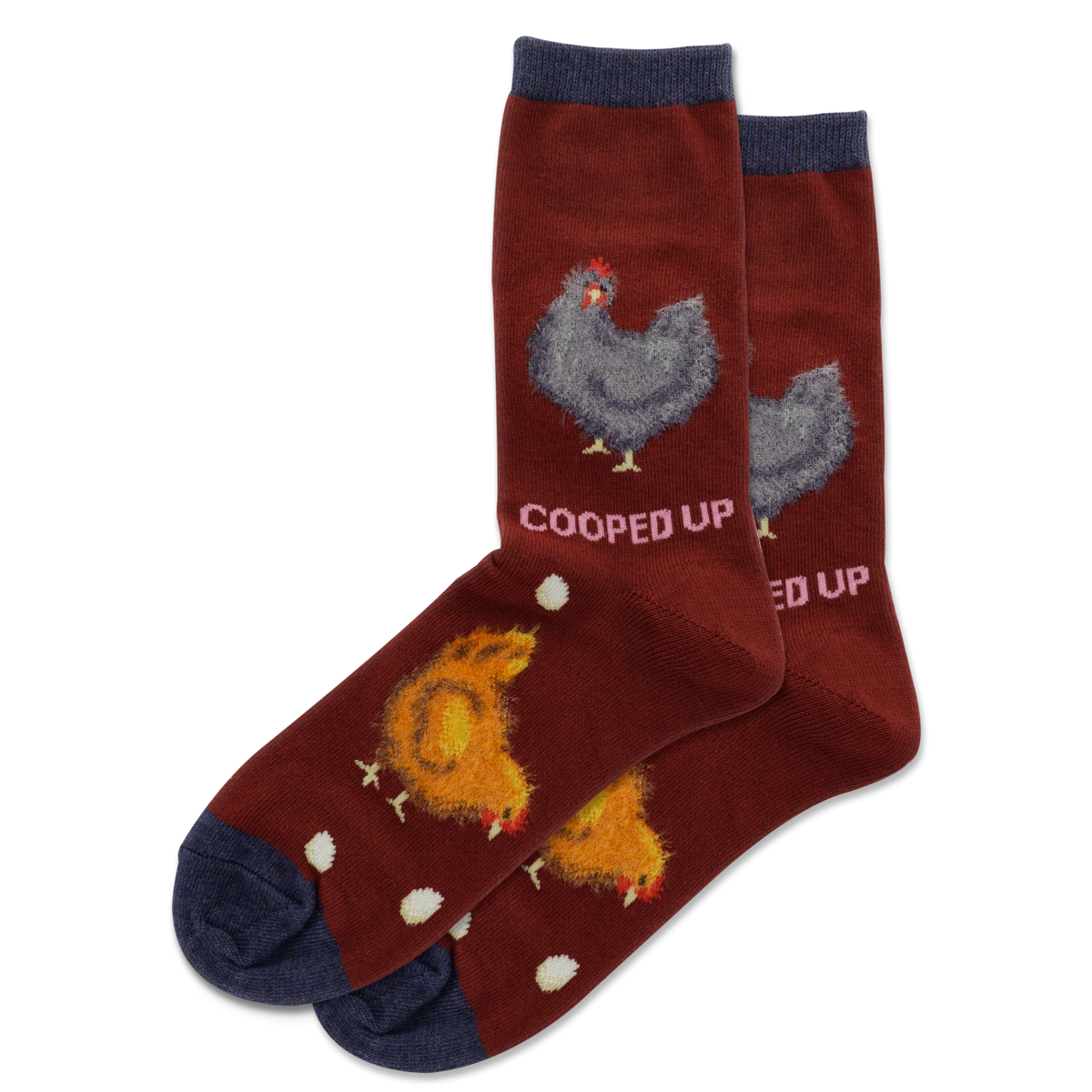 Wine HOTSOX Women's Fuzzy Cooped Up Crew Sock