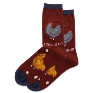 Wine HOTSOX Women's Fuzzy Cooped Up Crew Sock