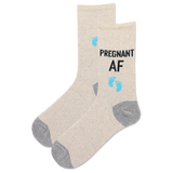 Natural Melange HOTSOX Women's Pregnant AF Crew Sock