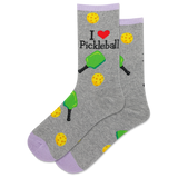 Gray socks with pickleball designs and text 'I ❤️ Pickleball' on a white background thumbnail