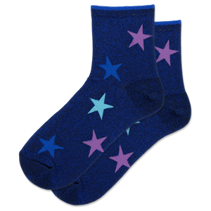 Navy HOTSOX Women's Metallic Stars Anklet