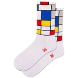 White socks with colorful geometric pattern on a white background thumbnail