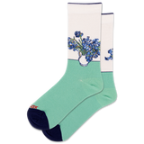 Green socks with floral design on a white background thumbnail