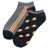 Black HOTSOX Women's Lightning Bolt Low Cut 2 Pack Socks