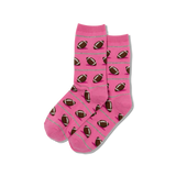 Pink HOTSOX socks with football pattern on a white background
