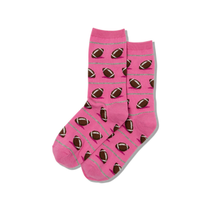 Pink HOTSOX socks with football pattern on a white background