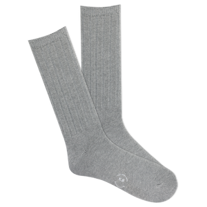 A pair of K.Bell men's classic ribbed crew socks in grey color, featuring a comfortable fit and wide ribbed design.