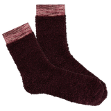 Pair of dark wine socks with pink cuffs on a white background thumbnail