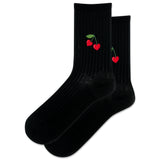 HOTSOX Women's Embroidery Cherry Heart Wool Crew Socks thumbnail