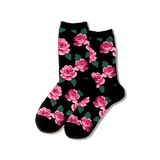 Womens Rose Print Crew Socks