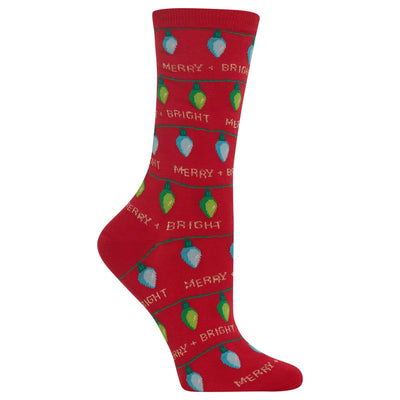 HOTSOX Women's Christmas Lights Crew Socks