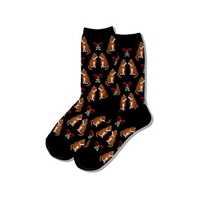 Women's Mistletoe Cat Crew Socks