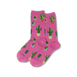 Women's Potted Cactus Crew Socks thumbnail