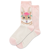 HOTSOX Women's Flower Crown Bunny Crew Socks