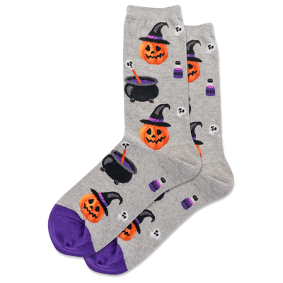 HOTSOX Women's Witch Pumpkin Crew Socks