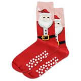 HOTSOX Women's Fuzzy Santa Non Skid Crew Socks