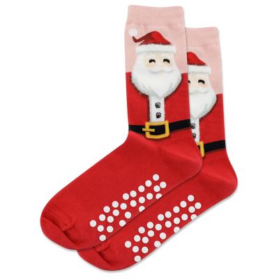 HOTSOX Women's Fuzzy Santa Non Skid Crew Socks