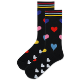 HOTSOX Women's Fuzzy Hearts Non-Skid Crew Sock