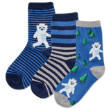 HOTSOX Kid's Yeti Stripe 3 Pack Crew Socks