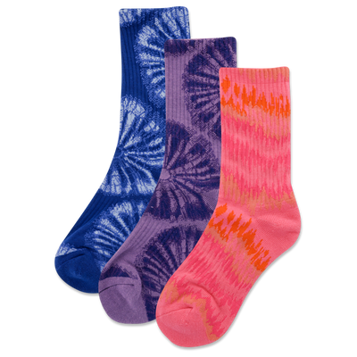 HOTSOX Kid's Knit Tie Dye 3 Pack Crew Socks