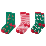 HOTSOX Kid's Holiday Gingerbread, Llamas, Stripe Crew Socks 3 Pair Pack thumbnail