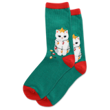 HOTSOX Kid's Fuzzy Christmas Tree Cat Crew Socks thumbnail