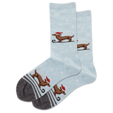 HOTSOX Kid's Sledding Dog with Santa Hat Crew Socks