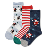 HOTSOX Kid's Skating Santa 3 Pack Crew Socks thumbnail