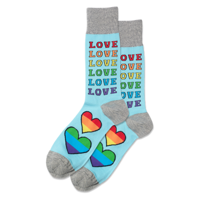 HOTSOX Men's Pride Rainbow Love Crew Socks