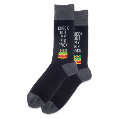 HOTSOX Men's Check Out My Six Pack Crew Socks