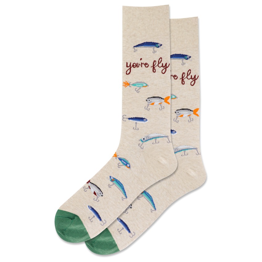 Hot Sox Men's You're Fly Crew Socks, Cotton