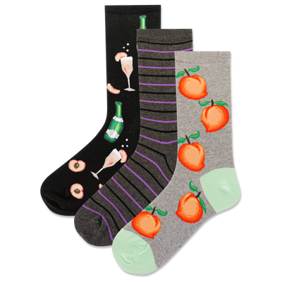 HOTSOX Women's Peaches Crew Sock 3 Pack