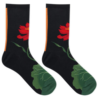 HOTSOX Women's Lotus Floral Crew Sock