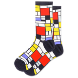 HOTSOX Women's Composition with Red, Yellow, Black, Grey, Blue Crew Sock