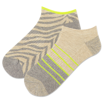 HOTSOX Women's Zebra Stripe Low Cut Sock 2 Pack