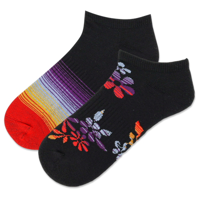 HOTSOX Women\'s Ombre Floral Low Cut Sock 2 Pack