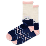 HOTSOX Women's Slipper Cat Non-Skid Crew Socks