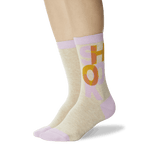 Women's Shook Crew Socks Taupe On Leg Image One