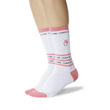 Women's Flamingo Embroidery Socks White On Leg Image One thumbnail