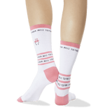 Women's Flamingo Embroidery Socks White Back of Leg