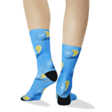 Women's Blue Oranges Tube Socks Turquoise Back of Leg