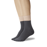 Women's Color Block Metallic Anklet Socks Dark Gray On Leg Image One
