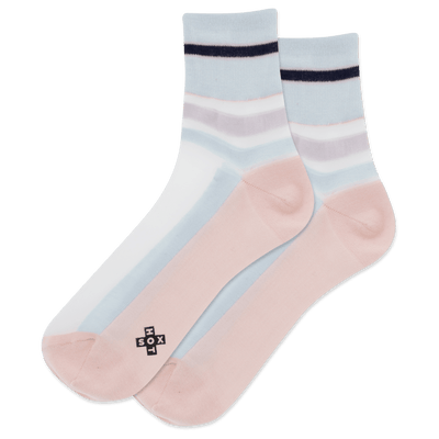 HOTSOX Women's Striped Cuff Sheer Anklet Socks