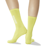 Women's Color Names Crew Socks in Neon Yellow