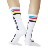 Women's Compression Crew Socks White Back of Leg